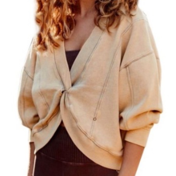 Free People Front to Back Sweatshirt Small 2 4 French Terry Twisted WEAR 2 WAYS - Picture 4 of 14